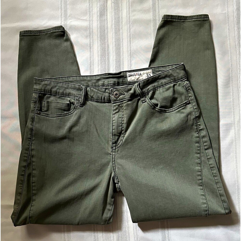 Pistola Audrey Moto Skinny Jeans Olive Green Size 33 5-Pocket Biker